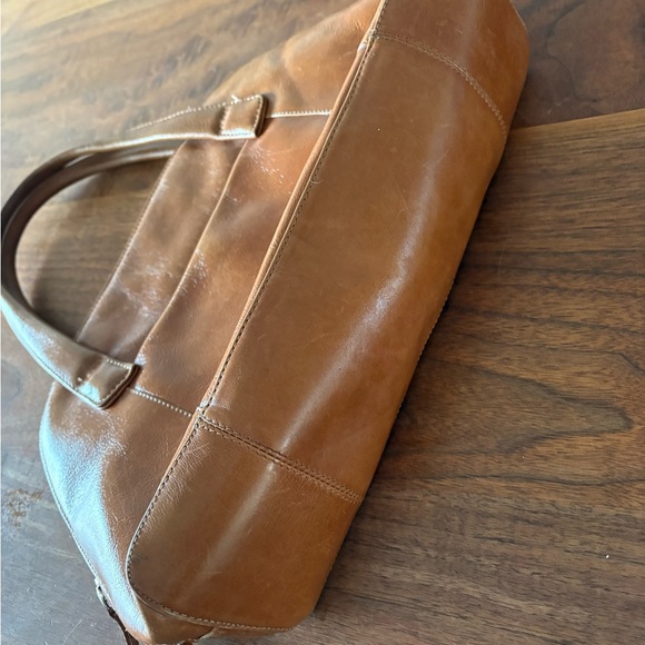 Derek Alexander Women's Tan Cognac Leather Satchel Purse - Picture 5 of 7